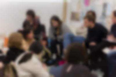 Sands Murray-Wassink with Megan Hoetger, Radna Rumping, and Vivian van Saaze, *Gift Science Archive Process Event #1: VALUE. What is trash? What is trashy but valuable?*, Rijksakademie van beeldende kunsten, March 2020. Photo: Silvia Ulloa Márquez, courtesy of If I Can't Dance, Amsterdam.