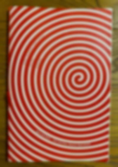 Cover of a publication, with a red and white spiral that fills up the whole cover, with the centre slightly to the right. In between the spiral, the title of the publication can be read on the left: Sonic Feminist Fabulation, Social, Somatic. At the bottom, the following sentence appears: Here and there .. now and then. Electric fluid stream.