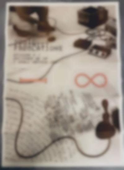 Poster for Sonic Feminist Fabulations: Episode 0.1 Decipher Me or I Shall Devour You. The date of the event (13.12.2024) appears underneath the title. Filling up the whole poster is a photo of sound equipment and a microphone set on the floor. On the top left corner, we can see the bottom half of a person squatting down. At the bottom of the poster, on top of the image, there are handwritten notes.