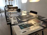 Exhibition installation view. Zone Collective (Kirila Cvetkovska and Megan Hoetger), *Shadow Zones: Experimental Cinema*
*History in Yugoslavia; or, a Cinema and*
*a History Made and Unmade by Maps*, When Site Lost the Plot, Amsterdam, July - October 2021. Photo: Quenton Miller, courtesy of When Site Lost the Plot.